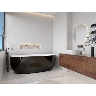 Vente-unique Bañera de Acrílico - 238L - Negra - 170x80x58cm - Individual Vente-unique Bañera de Acrílico - 238L - Negra - 170x80x58cm - Individual