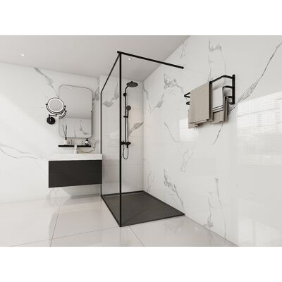 Vente-unique Ducha de Resina Negra - Efecto Piedra Moderna - 140x90cm Vente-unique Ducha de Resina Negra - Efecto Piedra Moderna - 140x90cm