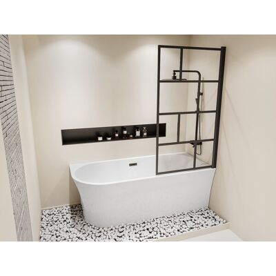 Unique Bañera ducha blanca con mampara de baño giratoria - 201 L - Ángulo derecho - PONTICOLA Unique Bañera ducha blanca con mampara de baño giratoria - 201 L - Ángulo derecho - PONTICOLA