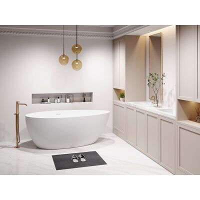 Unique Bañera exenta asimétrica - 245 L - 160 x 82 x 58 cm - Blanco mate - Acrílico - APULIA Unique Bañera exenta asimétrica - 245 L - 160 x 82 x 58 cm - Blanco mate - Acrílico - APULIA