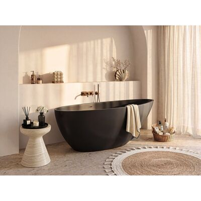 Unique Bañera exenta asimétrica - 245 L - 160 x 82 x 58 cm - Negro mate - Acrílico - APULIA Unique Bañera exenta asimétrica - 245 L - 160 x 82 x 58 cm - Negro mate - Acrílico - APULIA