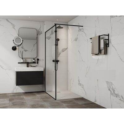 Unique Plato de ducha de resina para colocar en superficie o encastrar, con sifón - Blanco - 120 x 80 cm - MIRNOSA Unique Plato de ducha de resina para colocar en superficie o encastrar, con sifón - Blanco - 120 x 80 cm - MIRNOSA