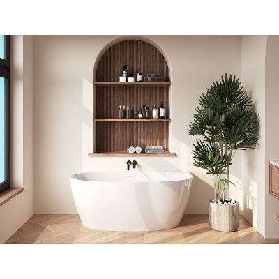 Unique Bañera semiexenta - 150 x 72 x 58 cm - Acrílico - Blanca - 203 L - AMOSARI Unique Bañera semiexenta - 150 x 72 x 58 cm - Acrílico - Blanca - 203 L - AMOSARI