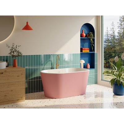 Unique Bañera exenta ovalada - L. 130 x Alt. 58 x An. 71 cm - Rosa mate - Acrílico - 180 L - APOGON Unique Bañera exenta ovalada - L. 130 x Alt. 58 x An. 71 cm - Rosa mate - Acrílico - 180 L - APOGON