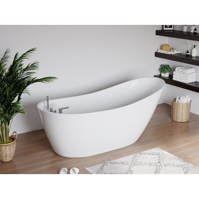 Unique Bañera exenta con grifería - 170 x 75 x 73 cm - Blanca - 282 L - NATALIA Unique Bañera exenta con grifería - 170 x 75 x 73 cm - Blanca - 282 L - NATALIA