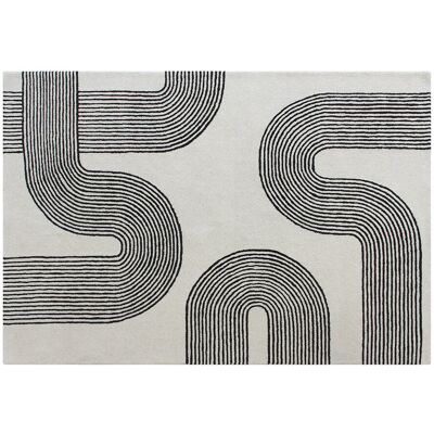 Unique Alfombra tufting 100% lana - 160 x 230 cm - Blanco y negro - 2300g/m² - NOCENO Unique Alfombra tufting 100% lana - 160 x 230 cm - Blanco y negro - 2300g/m² - NOCENO