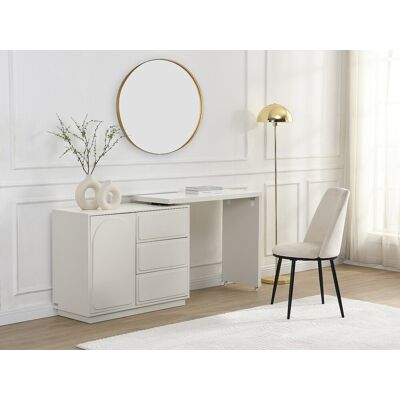 Unique Tocador con ángulo pivotante - 3 cajones y 1 puerta - MDF - Beige - VELANTO Unique Tocador con ángulo pivotante - 3 cajones y 1 puerta - MDF - Beige - VELANTO