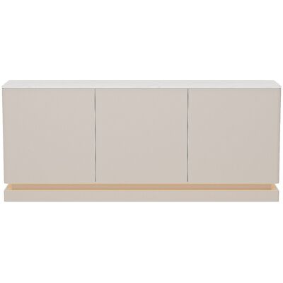 Unique Aparador de 3 puertas con LEDs de MDF - Beige y efecto mármol blanco - DEVIKA de Pascal MORABITO Unique Aparador de 3 puertas con LEDs de MDF - Beige y efecto mármol blanco - DEVIKA de Pascal MORABITO