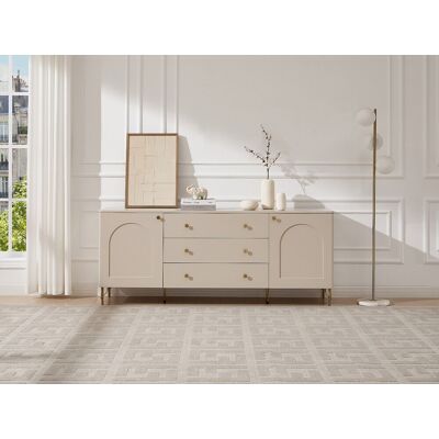 Unique Aparador con 2 puertas y 3 cajones - Beige y dorado ALOBARA Unique Aparador con 2 puertas y 3 cajones - Beige y dorado ALOBARA