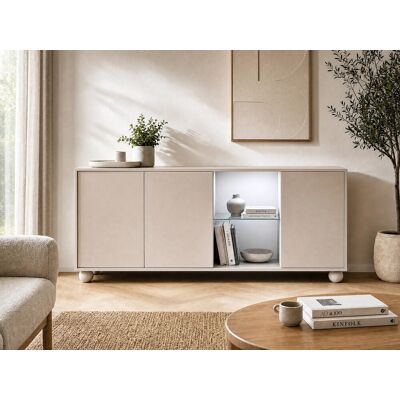 Unique Aparador de 3 puertas y 2 compartimentos con LEDs - Beige - MYVARO Unique Aparador de 3 puertas y 2 compartimentos con LEDs - Beige - MYVARO