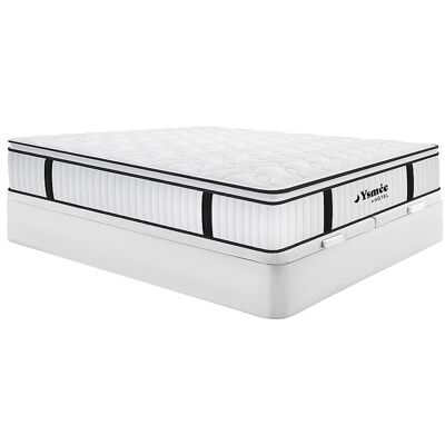 Conjunto de cama con almacenamiento blanco Dreamea Hotel con muelles ensacados ignífugos y topper de 28cm Conjunto de cama con almacenamiento blanco Dreamea Hotel con muelles ensacados ignífugos y topper de 28cm