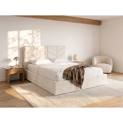 Unique Canapé abatible 140 x 190 cm - Tela texturizada - Crema - JUSTANI Unique Canapé abatible 140 x 190 cm - Tela texturizada - Crema - JUSTANI