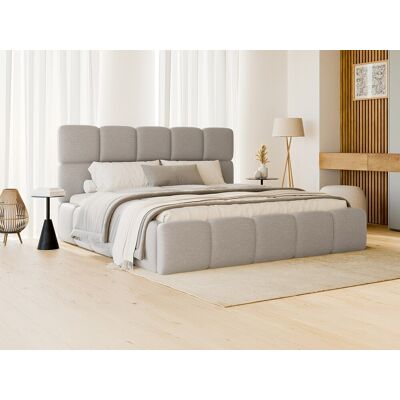 Unique Canapé abatible de 180 x 200 cm - Tela jaspeada - Gris claro - DAMADO II Unique Canapé abatible de 180 x 200 cm - Tela jaspeada - Gris claro - DAMADO II