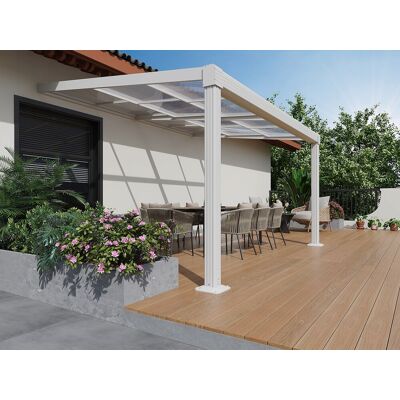 Unique Pérgola adosada de aluminio con techo corredizo - 12 m² - blanco - IZEDA Unique Pérgola adosada de aluminio con techo corredizo - 12 m² - blanco - IZEDA