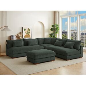 Unique Sofá rinconera reversible y puf de pana verde SPERONE de Pascal Morabito Unique Sofá rinconera reversible y puf de pana verde SPERONE de Pascal Morabito