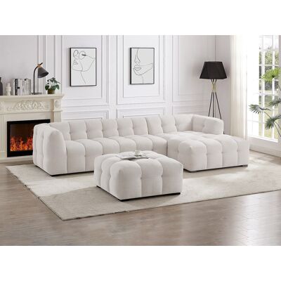 Unique Sofá rinconera derecha de tela beige chenilla DILOME Unique Sofá rinconera derecha de tela beige chenilla DILOME