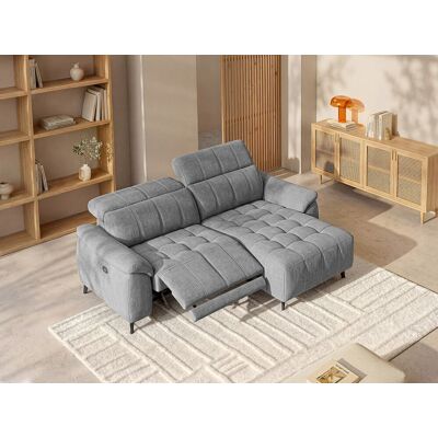 Unique Sofá rinconera derecha relax eléctrico en tela texturizada gris CELTIMO Unique Sofá rinconera derecha relax eléctrico en tela texturizada gris CELTIMO