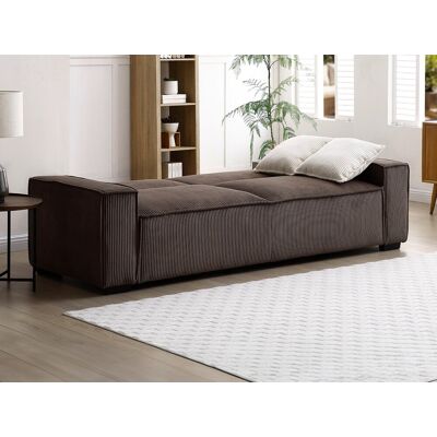 Unique Sofá cama de 3 plazas de terciopelo marrón SEKOTA Unique Sofá cama de 3 plazas de terciopelo marrón SEKOTA