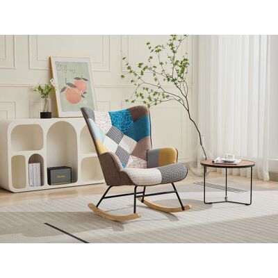 Unique Sillón mecedora de tela patchwork multicolor ELMINA II Unique Sillón mecedora de tela patchwork multicolor ELMINA II
