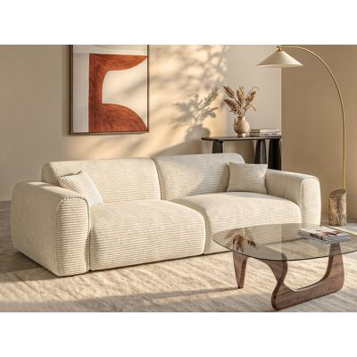 Unique Sofá cama de 4 plazas de pana beige POGNIA Unique Sofá cama de 4 plazas de pana beige POGNIA