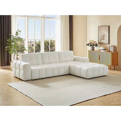 Unique Sofá rinconera derecha en tela bouclé blanco SOPELANA Unique Sofá rinconera derecha en tela bouclé blanco SOPELANA