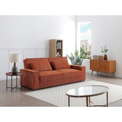 Unique Sofá cama de 3 plazas de pana color terracota FINORO Unique Sofá cama de 3 plazas de pana color terracota FINORO