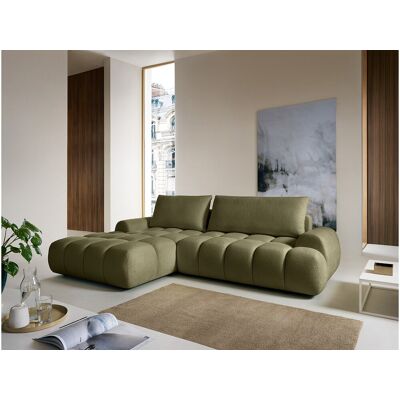 Unique Sofá cama rinconera izquierda en chenilla verde FARNETA Unique Sofá cama rinconera izquierda en chenilla verde FARNETA