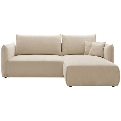 Unique Sofá cama rinconera derecha en tela texturizada beige CARISU Unique Sofá cama rinconera derecha en tela texturizada beige CARISU