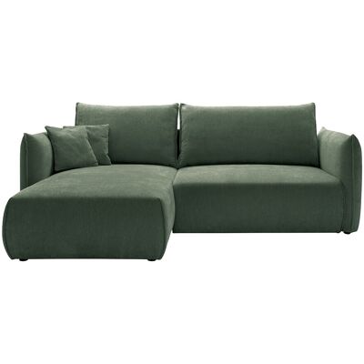 Unique Sofá cama rinconera izquierda en tela texturizada verde CARISU Unique Sofá cama rinconera izquierda en tela texturizada verde CARISU