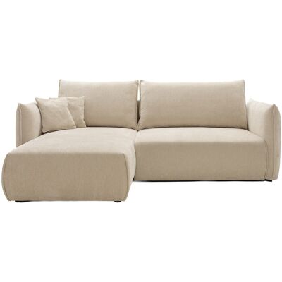 Unique Sofá cama rinconera izquierda en tela texturizada beige CARISU Unique Sofá cama rinconera izquierda en tela texturizada beige CARISU