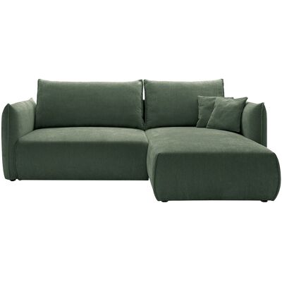 Unique Sofá cama rinconera derecha en tela texturizada verde CARISU Unique Sofá cama rinconera derecha en tela texturizada verde CARISU