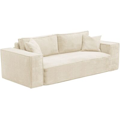 Unique Sofá cama de 3 plazas tipo italiano de pana beige AMELIA - Cama de 140 cm - Colchón de 13 cm con memoria de forme Unique Sofá cama de 3 plazas tipo italiano de pana beige AMELIA - Cama de 140 cm - Colchón de 13 cm con memoria de forme