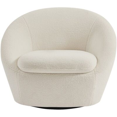 Unique Sillón giratorio redondeado en tela de rizo blanco LACARA Unique Sillón giratorio redondeado en tela de rizo blanco LACARA