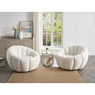 Unique Sillón giratorio en tela bouclé blanco COSSATO Unique Sillón giratorio en tela bouclé blanco COSSATO