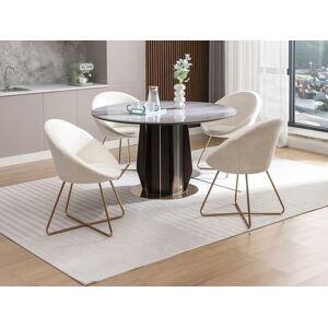 Unique Lote de 2 sillas de tela rizada y metal dorado - Blanco - BURBAN Unique Lote de 2 sillas de tela rizada y metal dorado - Blanco - BURBAN