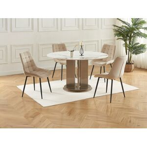 Unique Conjunto de 6 sillas acolchadas - Terciopelo y metal negro - Beige - OLLUA Unique Conjunto de 6 sillas acolchadas - Terciopelo y metal negro - Beige - OLLUA