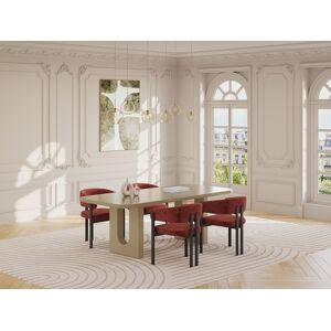 Unique Conjunto de 6 sillas de tela y metal negro - Terracotta - CIBARO Unique Conjunto de 6 sillas de tela y metal negro - Terracotta - CIBARO