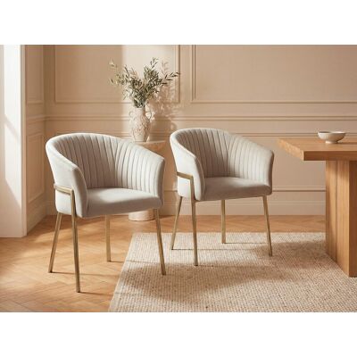 Unique Lote de 6 sillas con reposabrazos de terciopelo y metal dorado - Beige - ZAOVA de Pascal MORABITO Unique Lote de 6 sillas con reposabrazos de terciopelo y metal dorado - Beige - ZAOVA de Pascal MORABITO