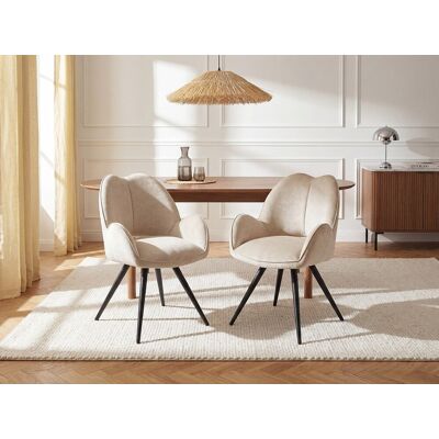 Unique Lote de 2 sillas giratorias con reposabrazos de tela y metal negro - Beige - GULSUN de Maison Céphy Unique Lote de 2 sillas giratorias con reposabrazos de tela y metal negro - Beige - GULSUN de Maison Céphy