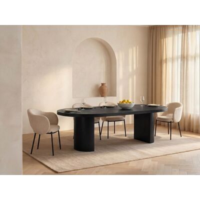 Unique Mesa de comedor extensible 4 a 12 personas de MDF - Negro - SIDRINA Unique Mesa de comedor extensible 4 a 12 personas de MDF - Negro - SIDRINA