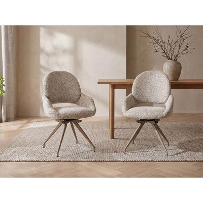 Unique Lote de 2 sillas giratorias de tweed y metal color topo - Crema - VALIANA Unique Lote de 2 sillas giratorias de tweed y metal color topo - Crema - VALIANA