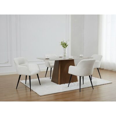 Unique Conjunto de 6 sillas con reposabrazos de tejido bouclé y metal negro - Blanco - HEKA Unique Conjunto de 6 sillas con reposabrazos de tejido bouclé y metal negro - Blanco - HEKA