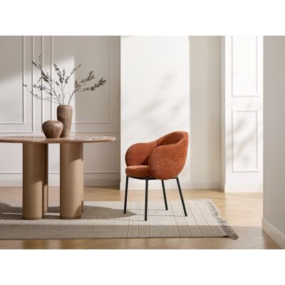 Unique Conjunto de 2 sillas con reposabrazos en tela texturizada y metal negro - Terracota - ACACILIO Unique Conjunto de 2 sillas con reposabrazos en tela texturizada y metal negro - Terracota - ACACILIO