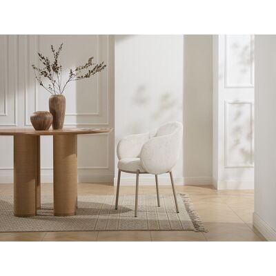 Unique Conjunto de 2 sillas con reposabrazos en tela texturizada y metal beige - Crema - ACACILIO Unique Conjunto de 2 sillas con reposabrazos en tela texturizada y metal beige - Crema - ACACILIO