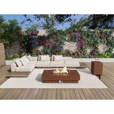 Unique Mesa brasero rectangular de gas de MGO efecto terracota - Quemador rectangular - SEROZA Unique Mesa brasero rectangular de gas de MGO efecto terracota - Quemador rectangular - SEROZA
