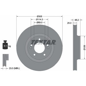 TEXTAR 92333203 Disco de freno - Ventilado, 114.3mm, 25mm, Hyundai TEXTAR 92333203 Disco de freno - Ventilado, 114.3mm, 25mm, Hyundai