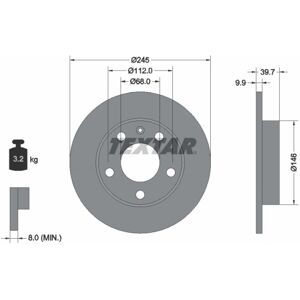 TEXTAR Disco de freno A4 B7 - Totalmente ventilado, 245mm TEXTAR Disco de freno A4 B7 - Totalmente ventilado, 245mm