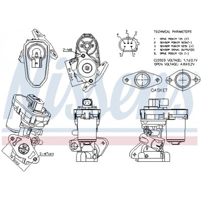 Válvula EGR NISSENS 98151 - Eléctrica con sensor, Sin bypass - Tipo de coche Válvula EGR NISSENS 98151 - Eléctrica con sensor, Sin bypass - Tipo de coche