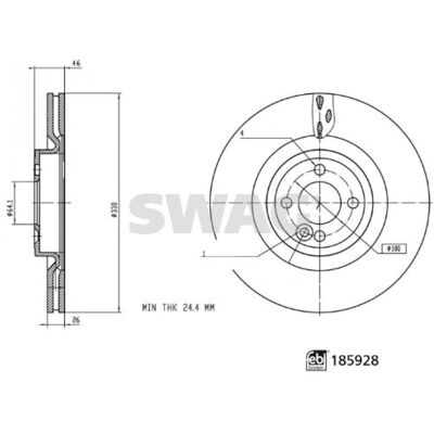 SWAG Modelo 33 11 0162 Disco de freno delantero para MINI - Alta carbono ventilado SWAG Modelo 33 11 0162 Disco de freno delantero para MINI - Alta carbono ventilado
