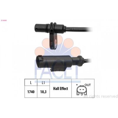 FACET 21.0243 Sensor de Velocidad de Rueda - ABS, Hall Effect, 1740mm FACET 21.0243 Sensor de Velocidad de Rueda - ABS, Hall Effect, 1740mm